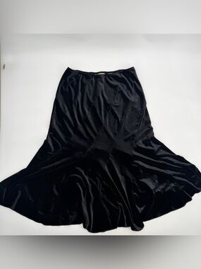 Stamp 10 Skirt Women’s S Black Velvet Velour Midi Flared Y2K Style Pull On READ
